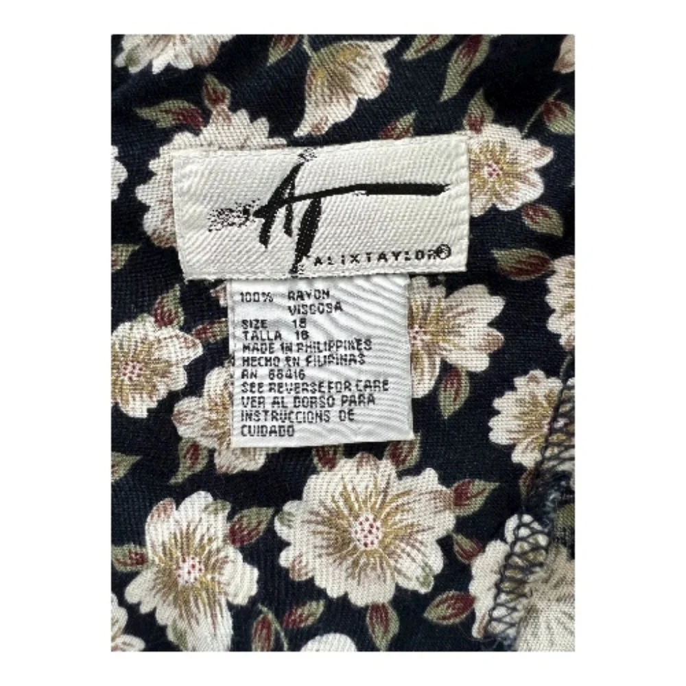 π€π€ EUC ALIX TAYLOR Black & White Floral Print Lace-Up Midi Dress | Sz 18 - Picture 8 of 9
